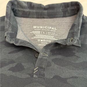 Municipal Men's Black Camouflage Polo Shirt Large